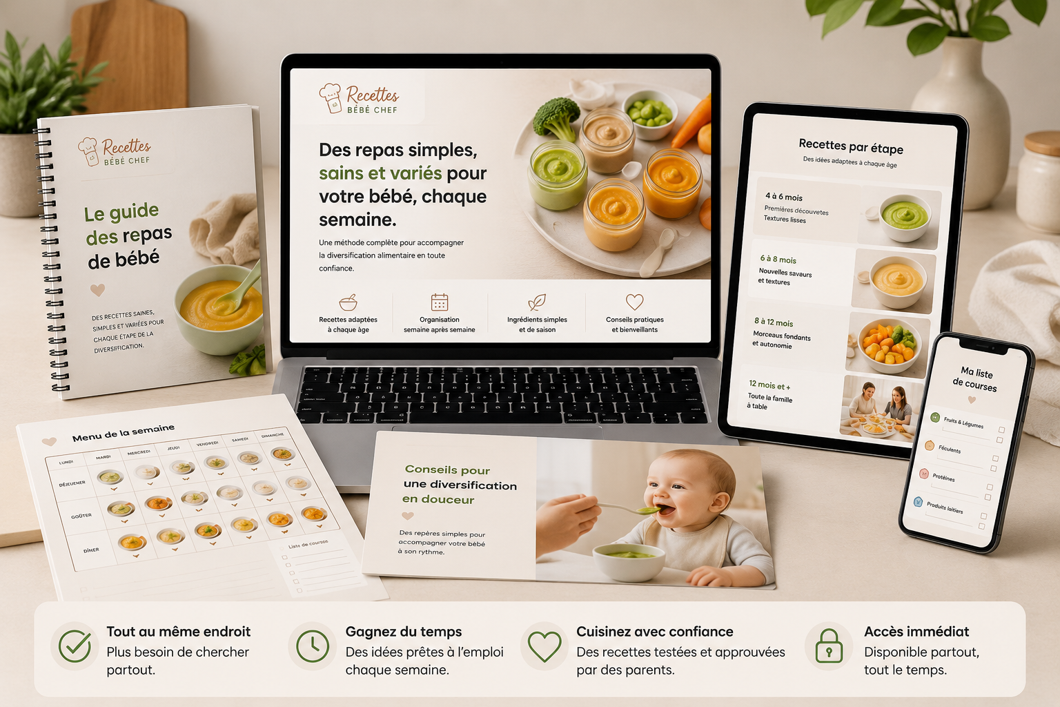 Mère préparant un repas serein pour son bébé