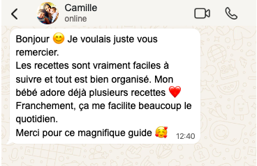 Témoignage client Recettes Bébé Chef 1