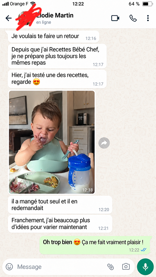 Témoignage de Élodie, cliente Recettes Bébé Chef