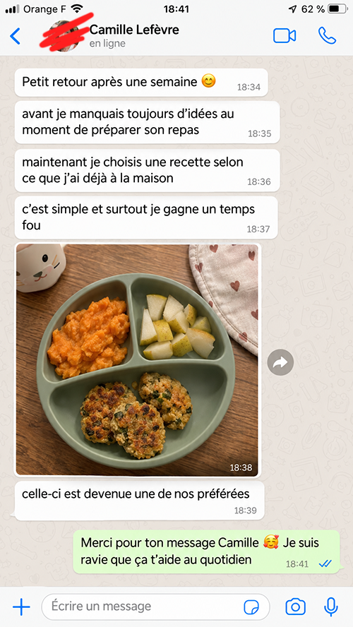 Témoignage de Camille, cliente Recettes Bébé Chef