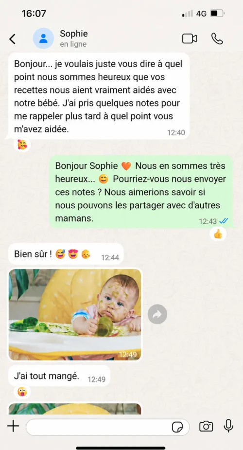 Témoignage client Recettes Bébé Chef 2