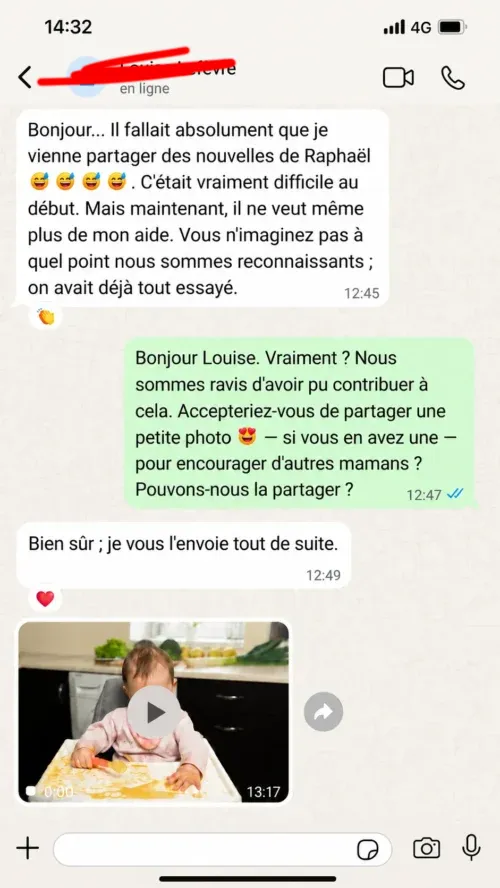 Témoignage client Recettes Bébé Chef 1