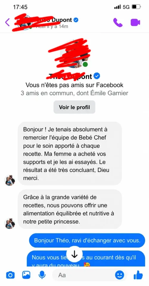 Témoignage client Recettes Bébé Chef 3