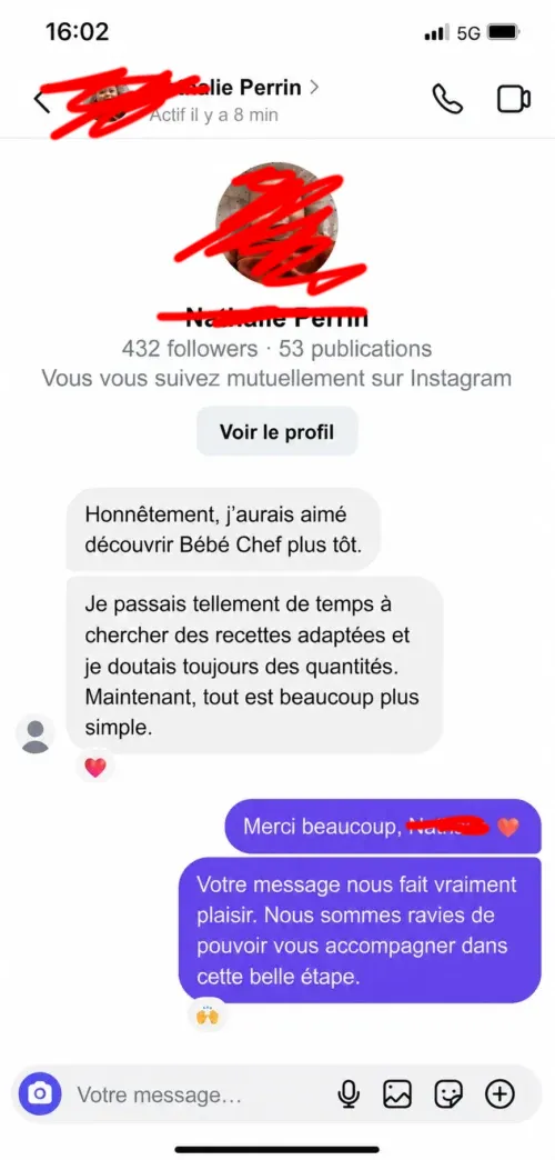 Témoignage client Recettes Bébé Chef 4